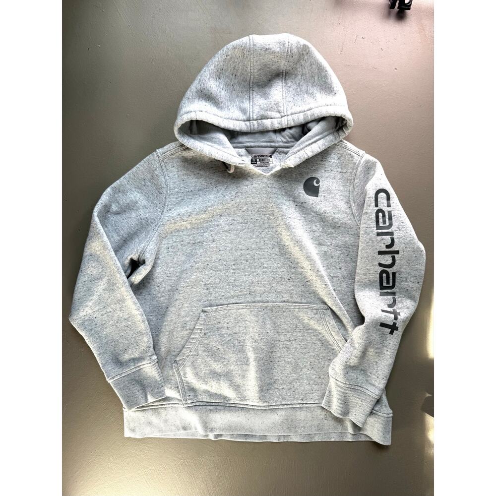 Carhartt Relaxed Fit Gray Fleece Lined Hoodie 1X Plus Size Workwear Sweatshirt